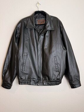 LEATHER WORLD  Vtg USA Military Bald Eagle Motorcycle Bomber Jacket 3XL GUC
